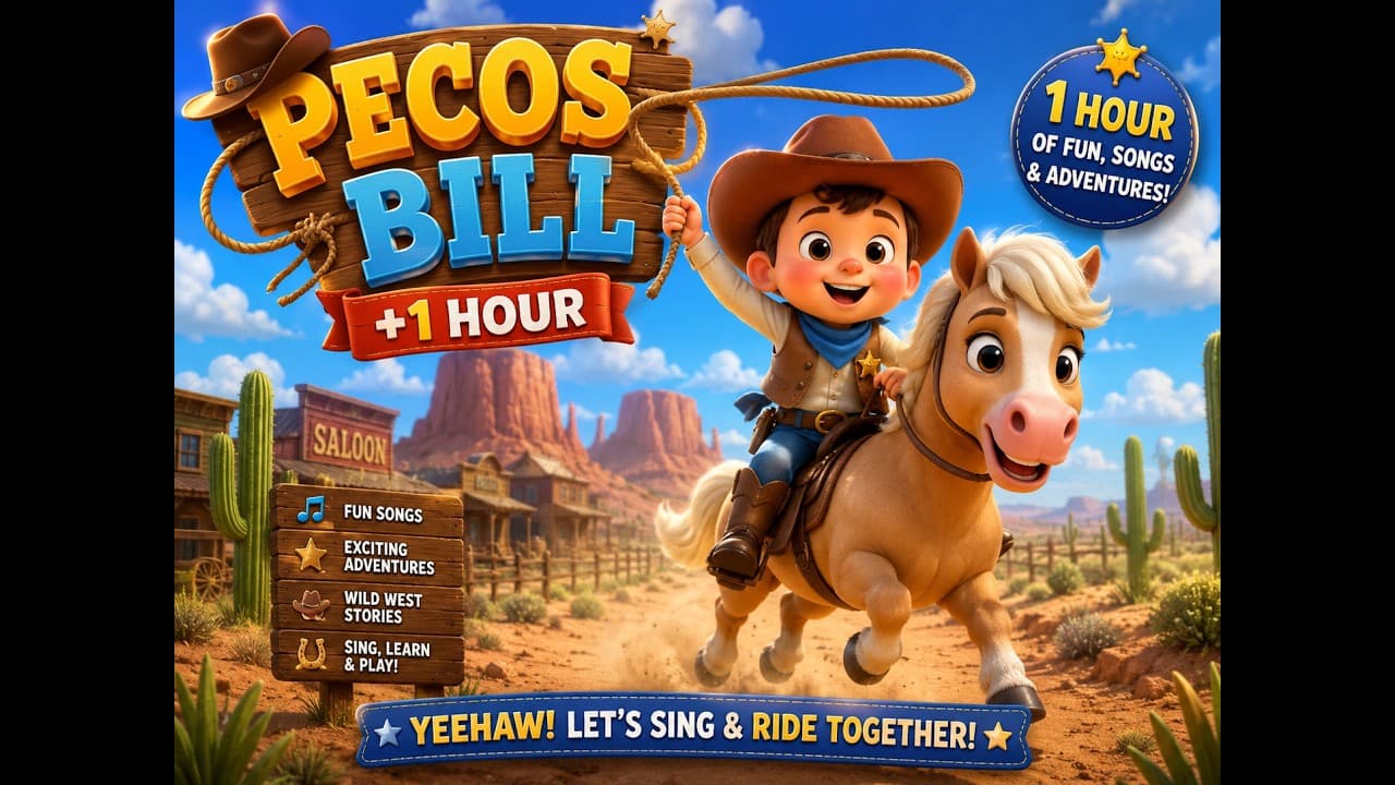 Pecos Bill +1 Hour 🤠🌪️ | Wild West Cowboy Story Compilation for Kids | American Folktales & Songs