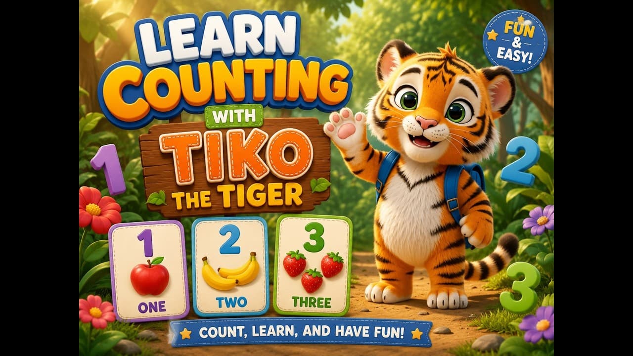 Counting with Tiko the Tiger 🐯🔢 | Learn Numbers 1-10 for Kids | Nursery Rhymes & Counting Songs
