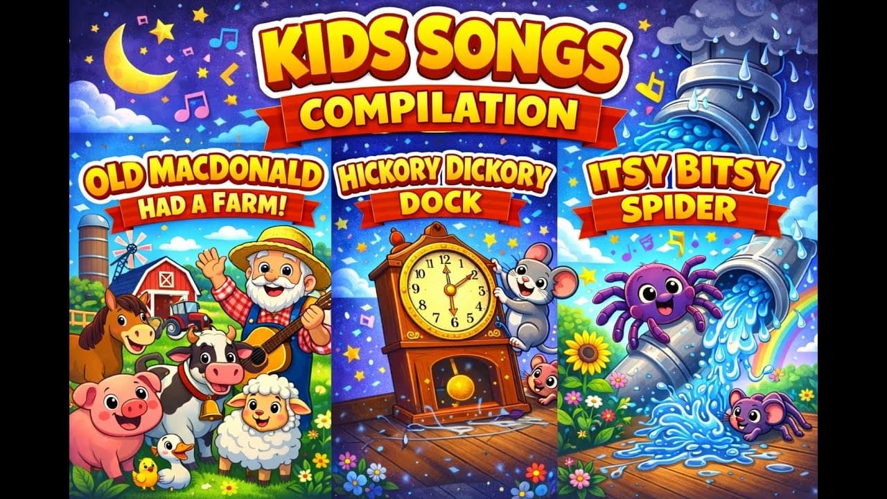 Itsy Bitsy Spider + 5 Minutes Kids Song Compilation | Nursery Rhymes & Action Songs for Children