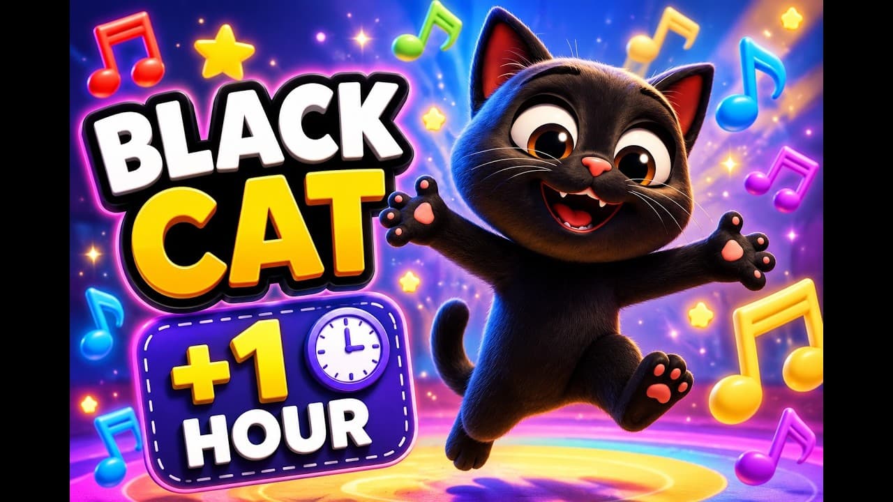 Black Cat's Moonlight Adventure +1 Hour 🐈‍⬛🌙 | Spooky Fun Song for Kids | Nursery Rhymes & Songs
