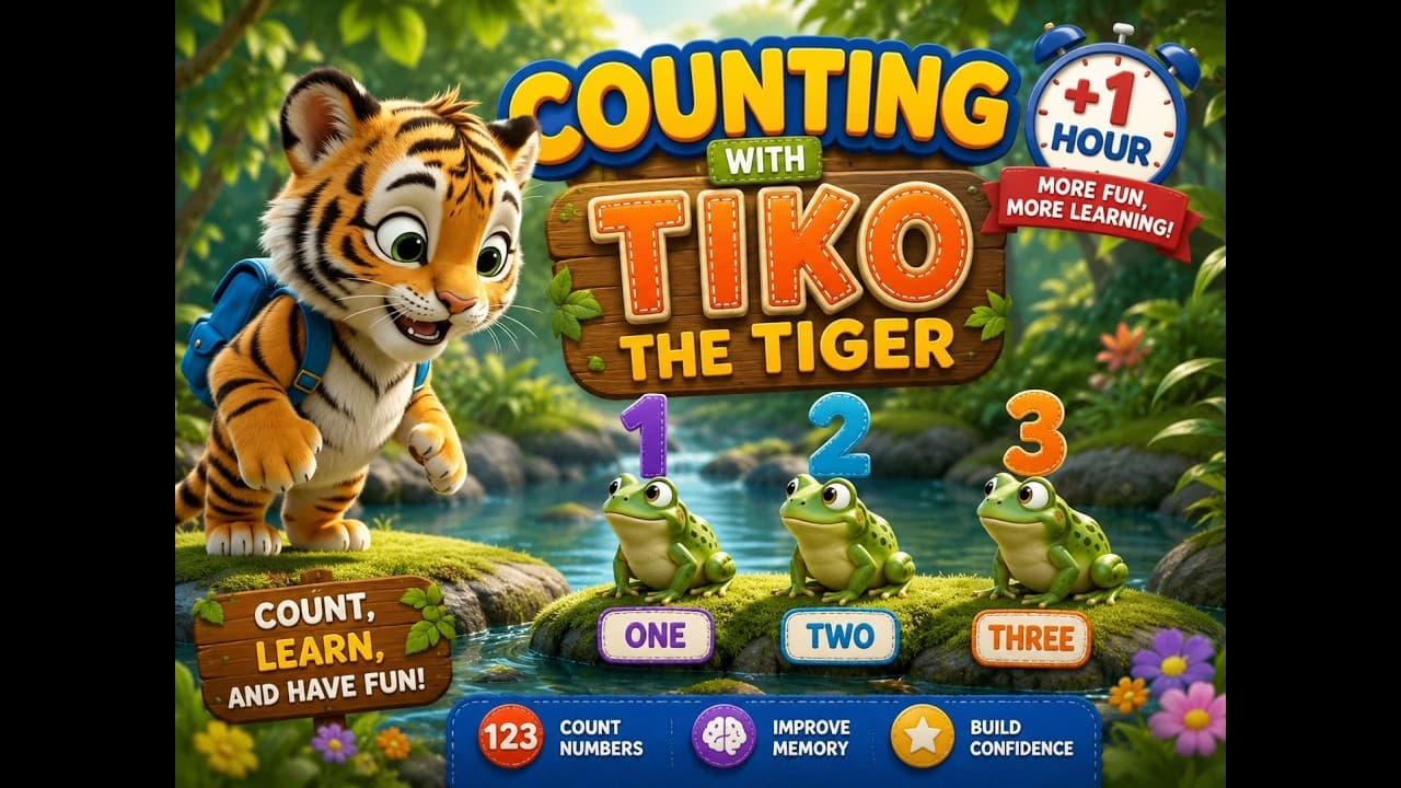 Counting with Tiko the Tiger +1 Hour 🐯🔢 | Numbers 1-10 Compilation | Nursery Rhymes & Kids Songs