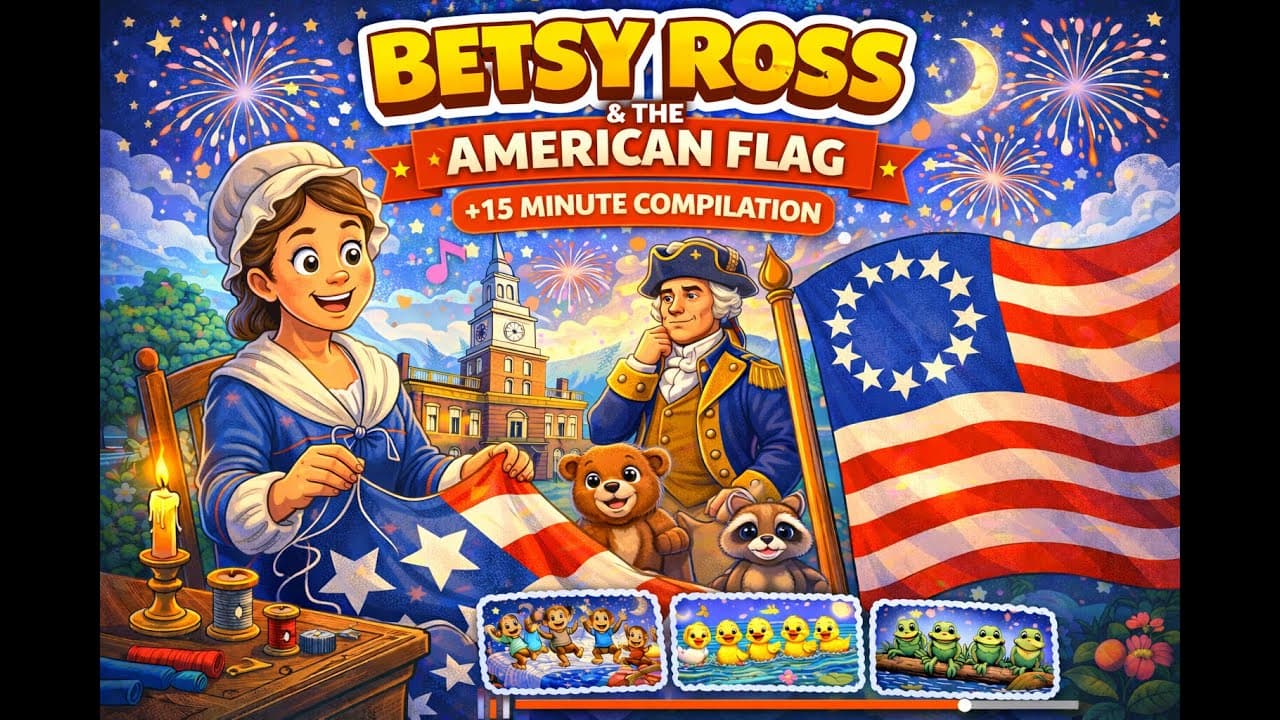 Betsy Ross & the American Flag +15 Minutes | Patriotic Kids Song | American History for Kids