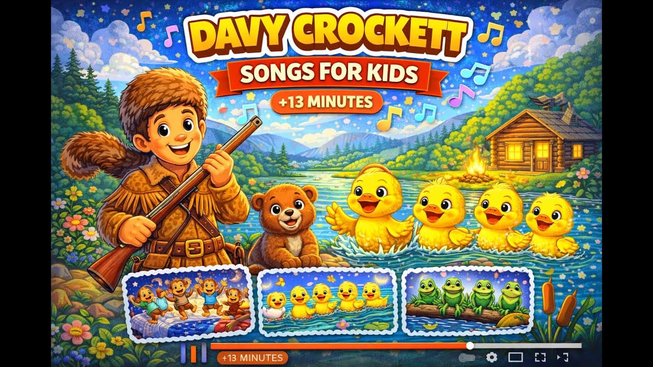 Davy Crockett Songs for Kids +13 Minutes | Classic American Folk Song for Children