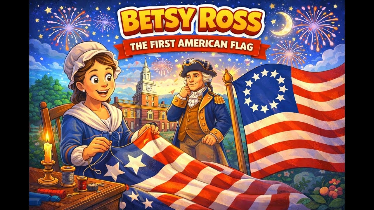 Betsy Ross: The First American Flag | Animated Kids Story 🇺🇸✨