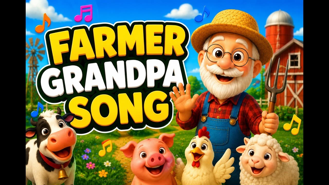 Farmer Grandpa Song 🚜 | Fun Farm Animals & Tractor Song for Kids | Nursery Rhymes & Learning Songs