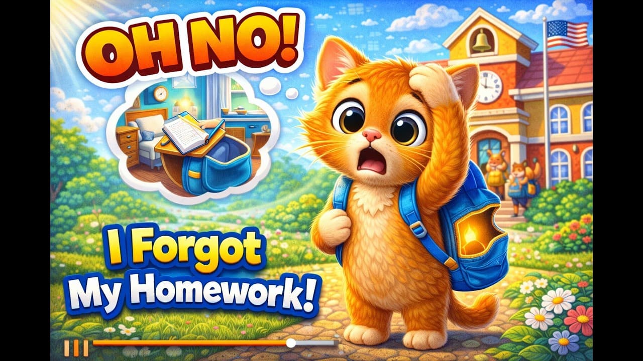 The Little Cat Who Forgot His Homework +Fun & Educational Story for Kids