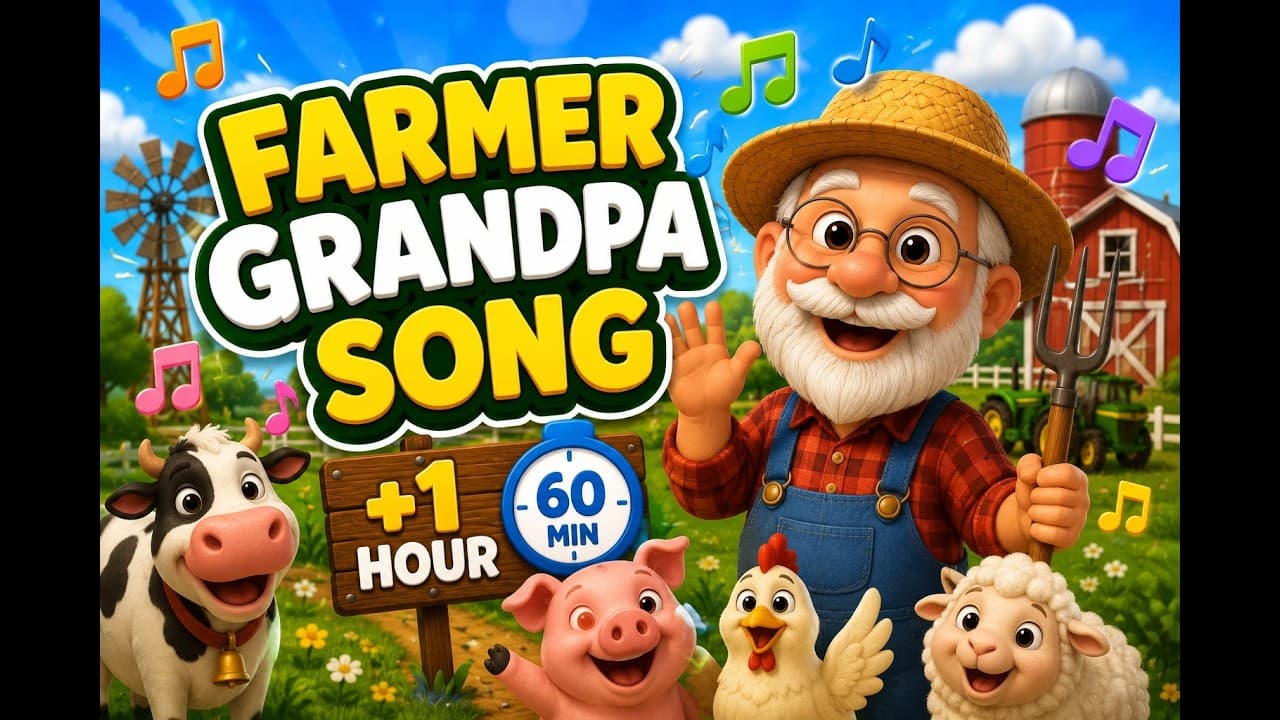 Old Farmer Grandpa Song 🚜 | +1 Hour Farm Animals & Tractor Song for Kids | Nursery Rhymes