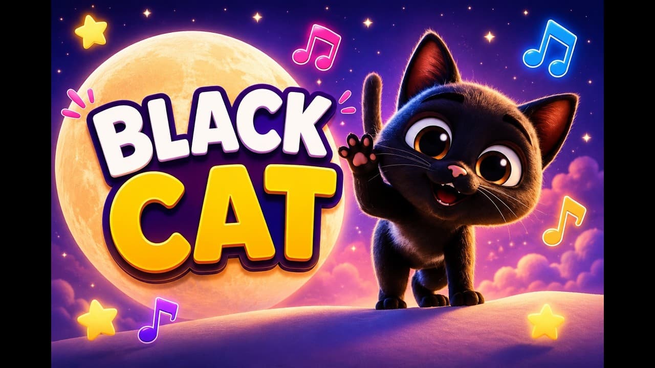 Black Cat's Moonlight Adventure 🐈‍⬛🌙 | Spooky Fun Halloween Song for Kids | Nursery Rhymes & Songs
